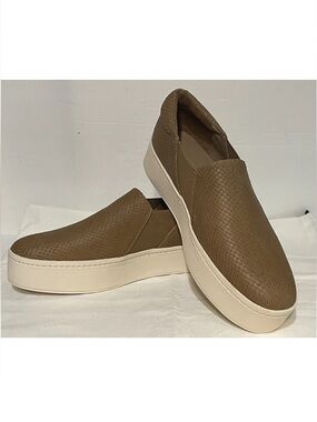 Vince Tan Textured Slip-On Platform Sneakers